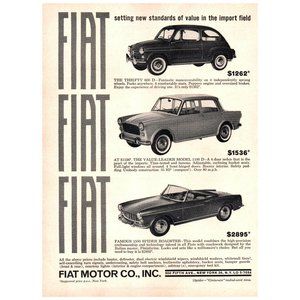 1964 Fiat 600 1100 1500 Spider Roadster Vintage Print Ad Classic Car Wall Art